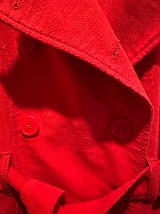 Merona Red Double-Breasted Trench Coat with Belt - Picture 5 of 11